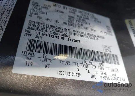 2006 Lincoln Navigator Luxury/Ultimate from USA, damaged, VIN 5LMFU28596LJ17067